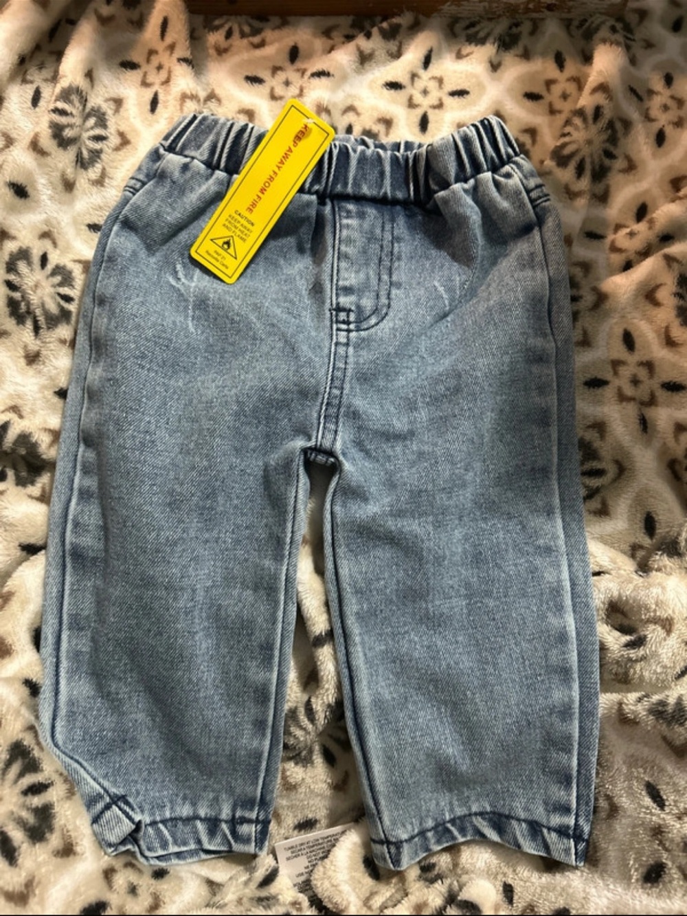 SHEIN Kids Light Blue Elastic Waist Denim Pants